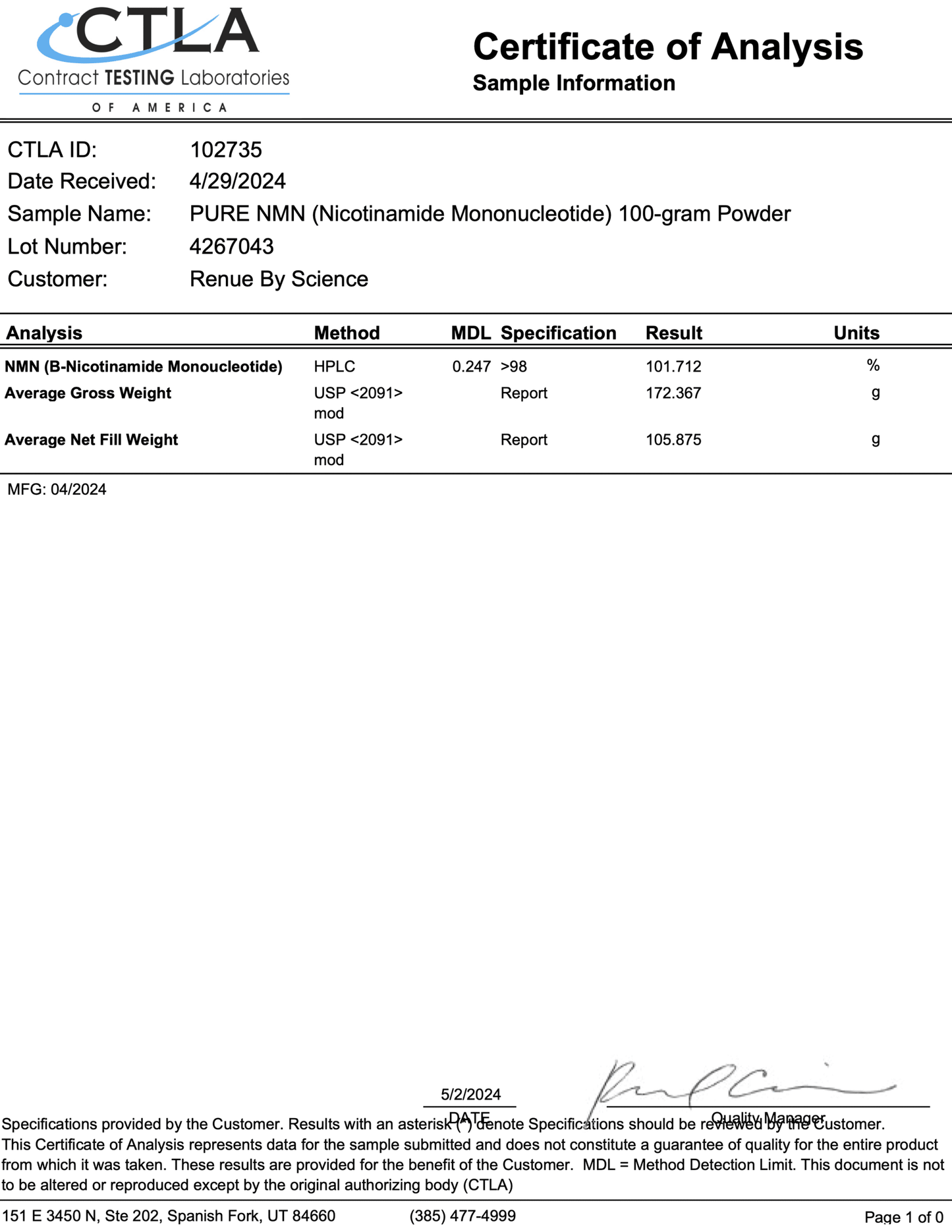 NMN (Nicotinamide Mononucleotide) Pure Powder