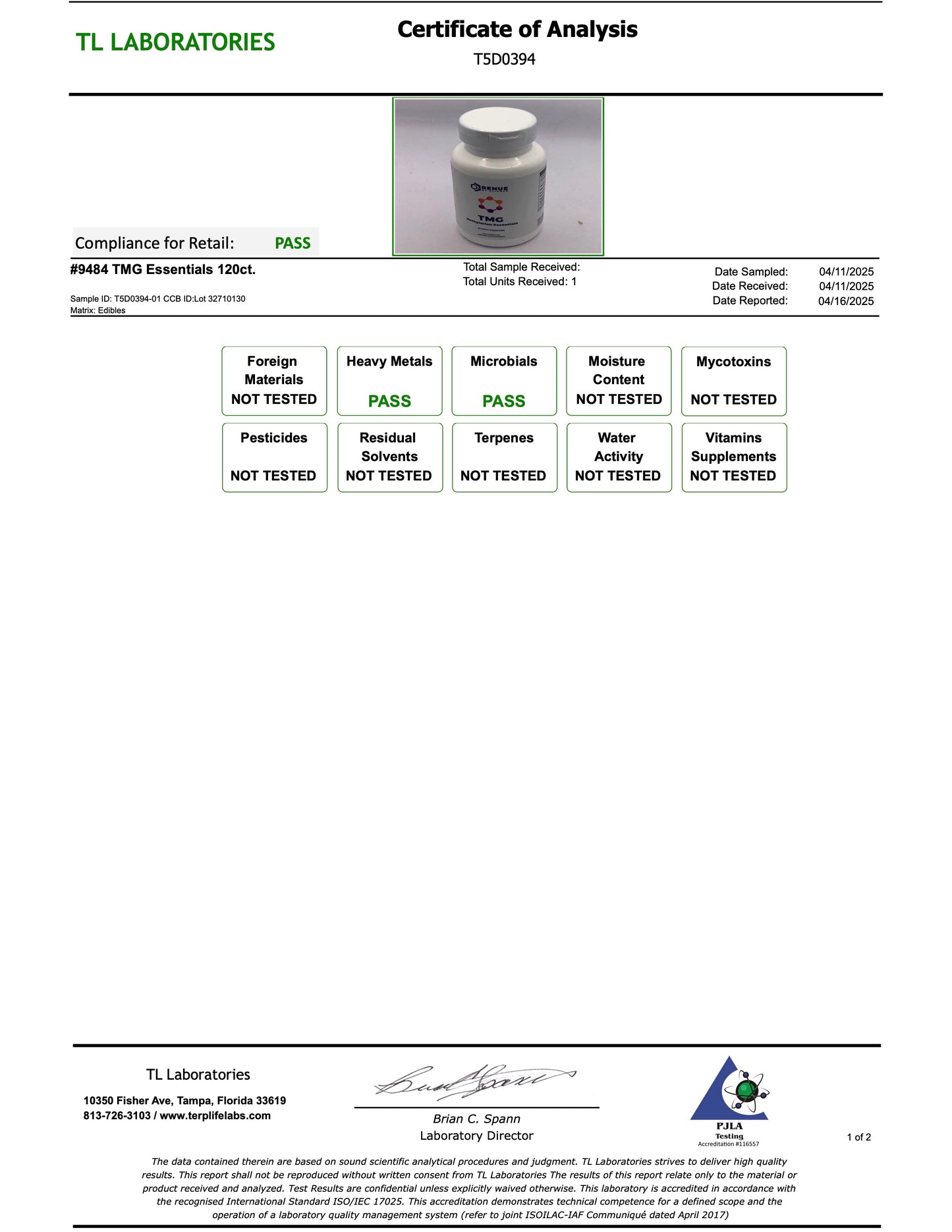 TMG Methylation Essentials, 120 Ct.
